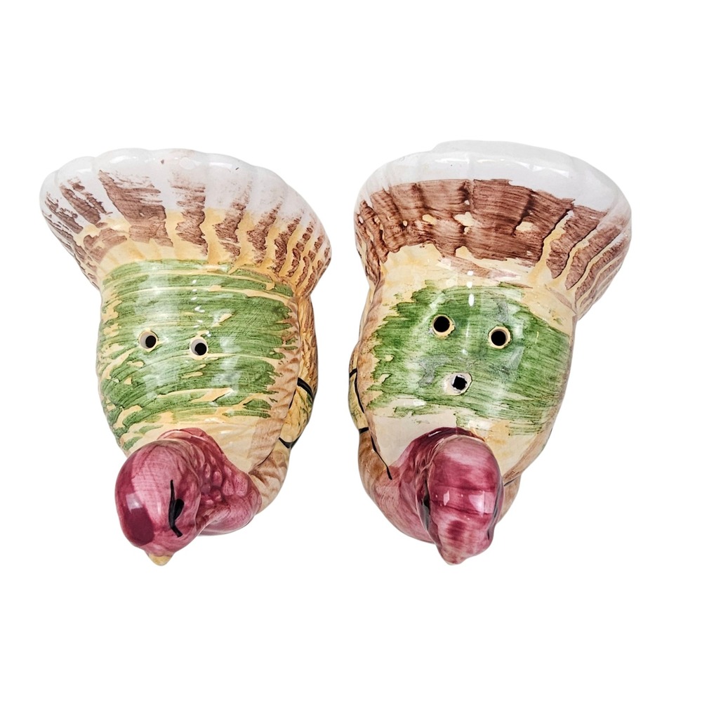 Thanksgiving Turkey Salt Pepper Shakers Ceramic Hand Painted Kitchen Decor - Picture 7 of 7